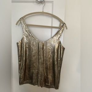 JCrew metallic gold blouse
